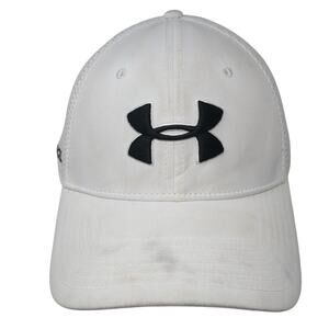 Under Armour Golf Fitted Hat White XL Embroidered Vent Holes Outdoor